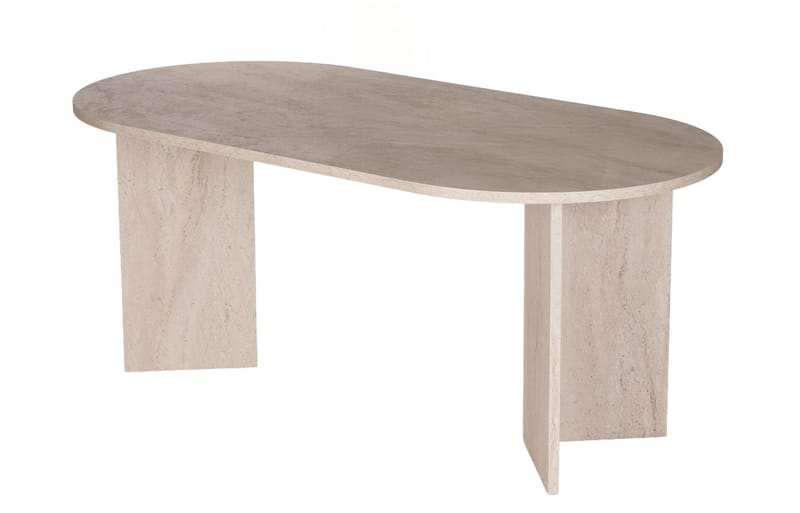 Spisebord- og stolsett Nordure Meridia 6 (180 x 75 x 90 cm) 7 deler Travertin valnøtt brun - Møbler - Bord - Spisegrupper