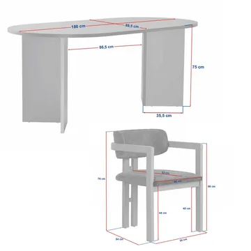 Spisebord- og stolsett Nordure Meridia 6 (180 x 75 x 90 cm) 7 deler Travertin valnøtt hvit - Møbler - Bord - Spisegrupper
