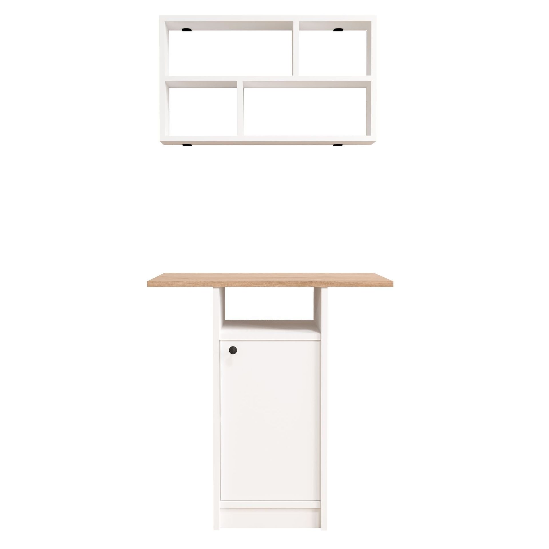Spisebord- og vegghylle-sett (2 deler) Hanah Home Nord (72 x 73,8 x 44,5 cm) Hvit eik - Hvit og eik