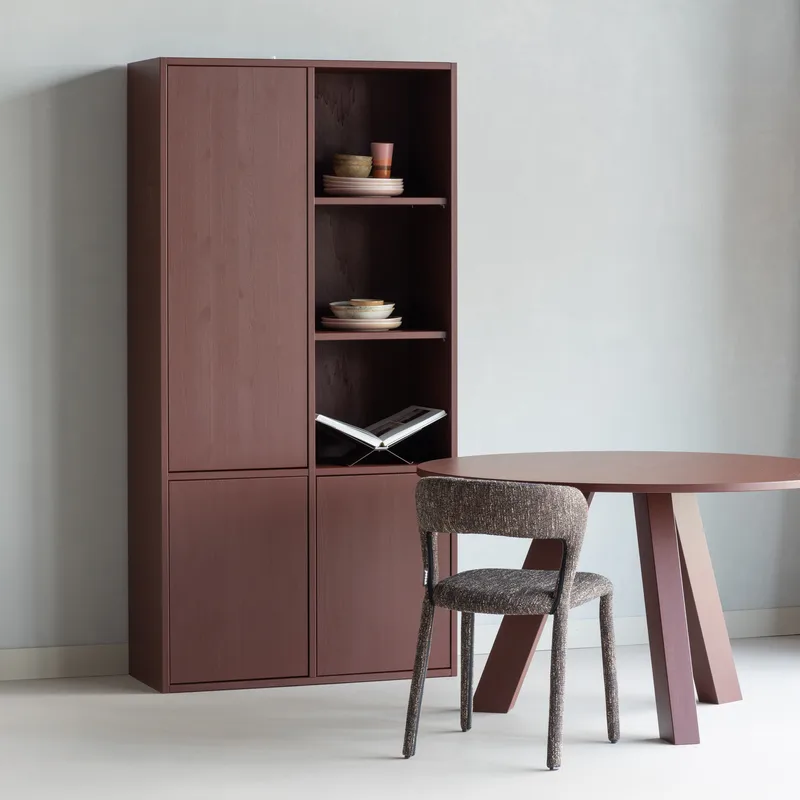 Spisebord Rhonda 129 cm rundt - Vinrød - Møbler - Bord - Spisebord & kjøkkenbord