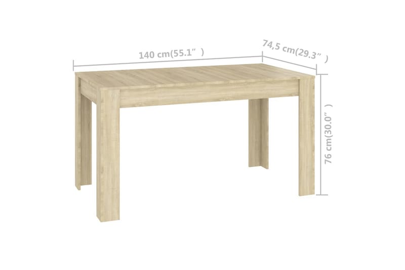 Spisebord sonoma eik 140x74,5x76 cm sponplate - Brun - Møbler - Bord - Spisebord & kjøkkenbord