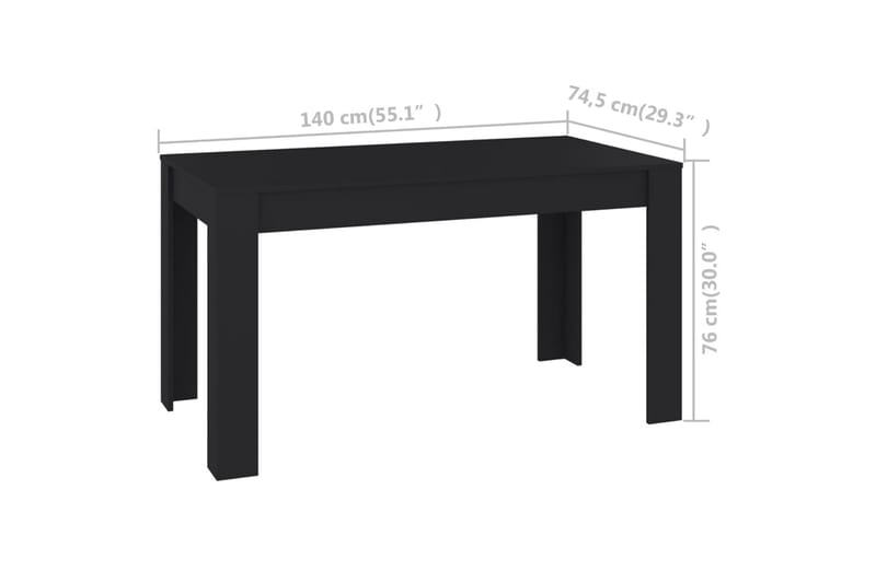 Spisebord svart 140x74,5x76 cm sponplate - Svart - Spisebord & kjøkkenbord