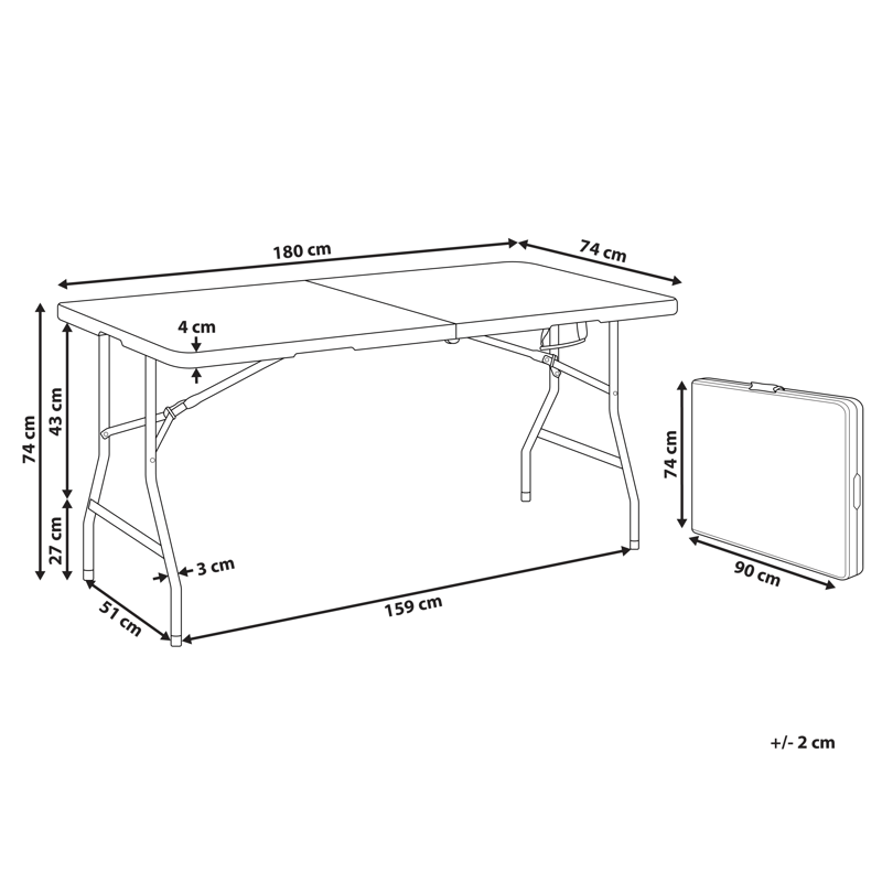 Spisebord utendørs for 6 personer Cugnoli 180 cm 74 cm - Hvit/sølv - Hagemøbler - Hagebord - Spisebord ute