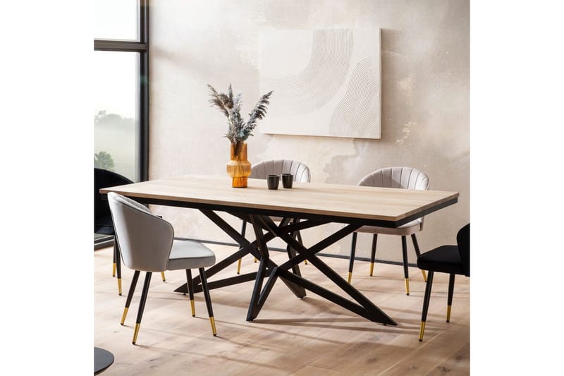 Spisebord Wohnling Heltre 200 cm Industriell Metallrammeutseende Base - Møbler - Bord - Spisebord & kjøkkenbord
