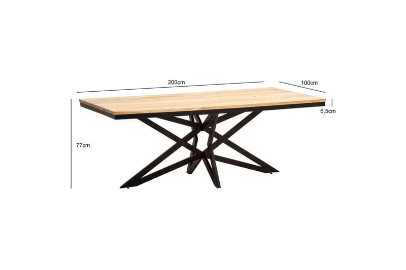 Spisebord Wohnling Heltre 200 cm Industriell Metallrammeutseende Base - Møbler - Bord - Spisebord & kjøkkenbord
