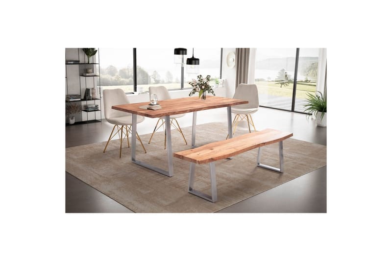 Spisebord Wohnling Heltre med trekanter rektangulær landlig stil Sølv, rett, 180x90 cm - Sølv, rett, 180x90 cm - Møbler - Bord - Spisegrupper