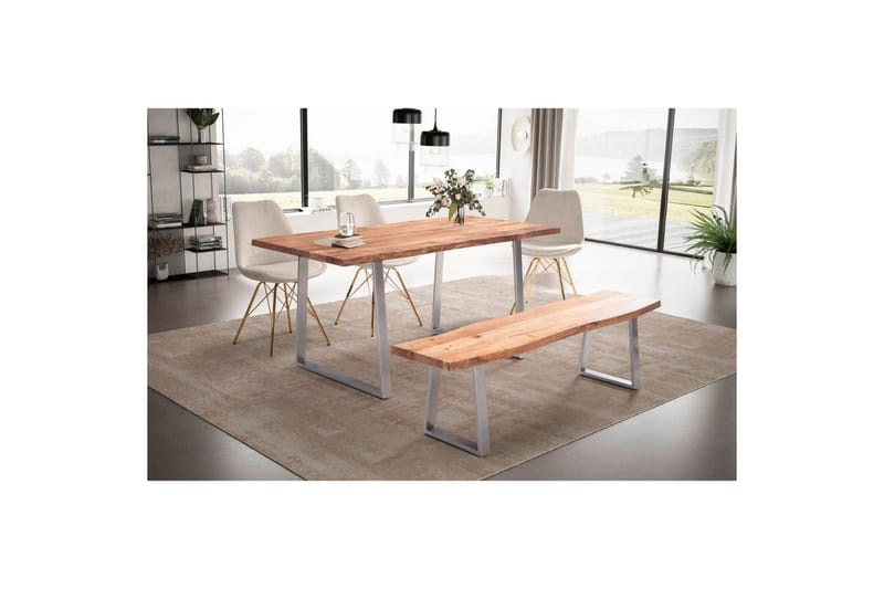 Spisebord Wohnling Heltre med trekanter rektangulær landlig stil Sølv, rett, 200x100 cm - Sølv, rett, 200x100 cm - Møbler - Bord - Spisegrupper