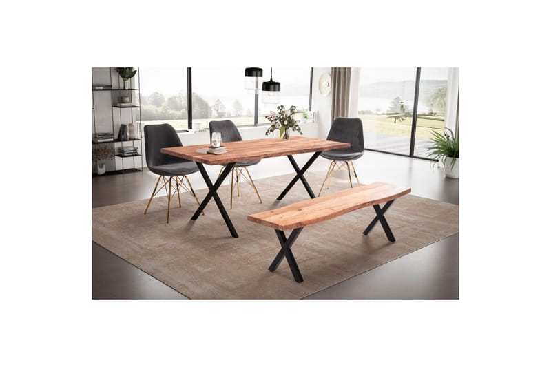 Spisebord Wohnling Heltre med trekanter rektangulær landlig stil Svart, krysset, 200x100 cm - Svart, krysset, 200x100 cm - Møbler - Bord - Spisegrupper