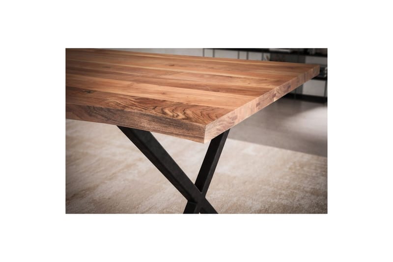 Spisebord Wohnling Heltre med trekanter rektangulær landlig stil Svart, krysset, 200x100 cm - Svart, krysset, 200x100 cm - Møbler - Bord - Spisegrupper