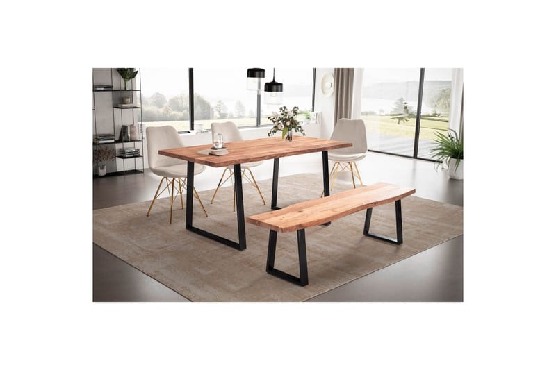 Spisebord Wohnling Heltre med trekanter rektangulær landlig stil Svart, Rett, 140x80 cm - Svart, Rett, 140x80 cm - Møbler - Bord - Spisebord & kjøkkenbord