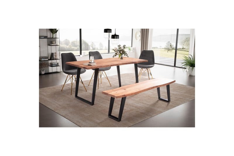 Spisebord Wohnling Heltre med trekanter rektangulær landlig stil Svart, vinklet, 200x100 cm - Svart, vinklet, 200x100 cm - Møbler - Bord - Spisegrupper