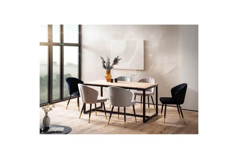 Spisebord Wohnling i massivt tre i industriell loftstil med metallunderstell 180x90 cm - 180x90 cm - Møbler - Bord - Spisebord & kjøkkenbord