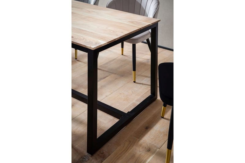 Spisebord Wohnling i massivt tre i industriell loftstil med metallunderstell 200x100 cm - 200x100 cm - Møbler - Bord - Spisebord & kjøkkenbord