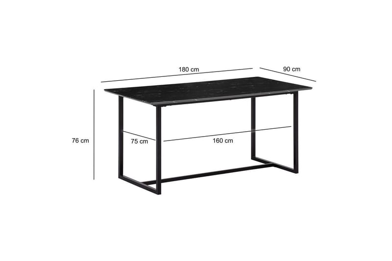 Spisebord Wohnling Industriell loftstil MDF med metalldetaljer i gull på bena Marmor, Svart, 180x90 cm - Marmor, Svart, 180x90 cm - Møbler - Bord - Spisebord & kjøkkenbord