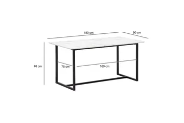 Spisebord Wohnling Industriell loftstil MDF med metalldetaljer i gull på bena Marmor, Hvit, 180x90 cm - Marmor, Hvit, 180x90 cm - Møbler - Bord - Spisebord & kjøkkenbord
