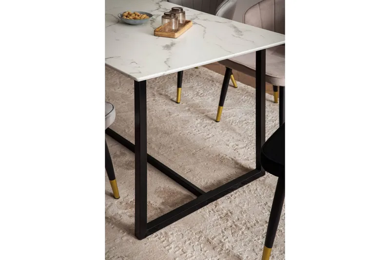Spisebord Wohnling Industriell loftstil MDF med metalldetaljer i gull på bena Marmor, Hvit, 120x60 cm - Marmor, Hvit, 120x60 cm - Møbler - Bord - Spisebord & kjøkkenbord