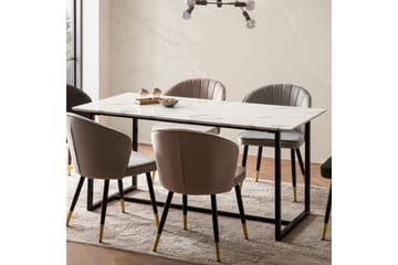 Spisebord Wohnling Industriell loftstil MDF med metalldetaljer i gull på bena Marmor, Hvit, 120x60 cm - Marmor, Hvit, 120x60 cm - Møbler - Bord - Spisebord & kjøkkenbord