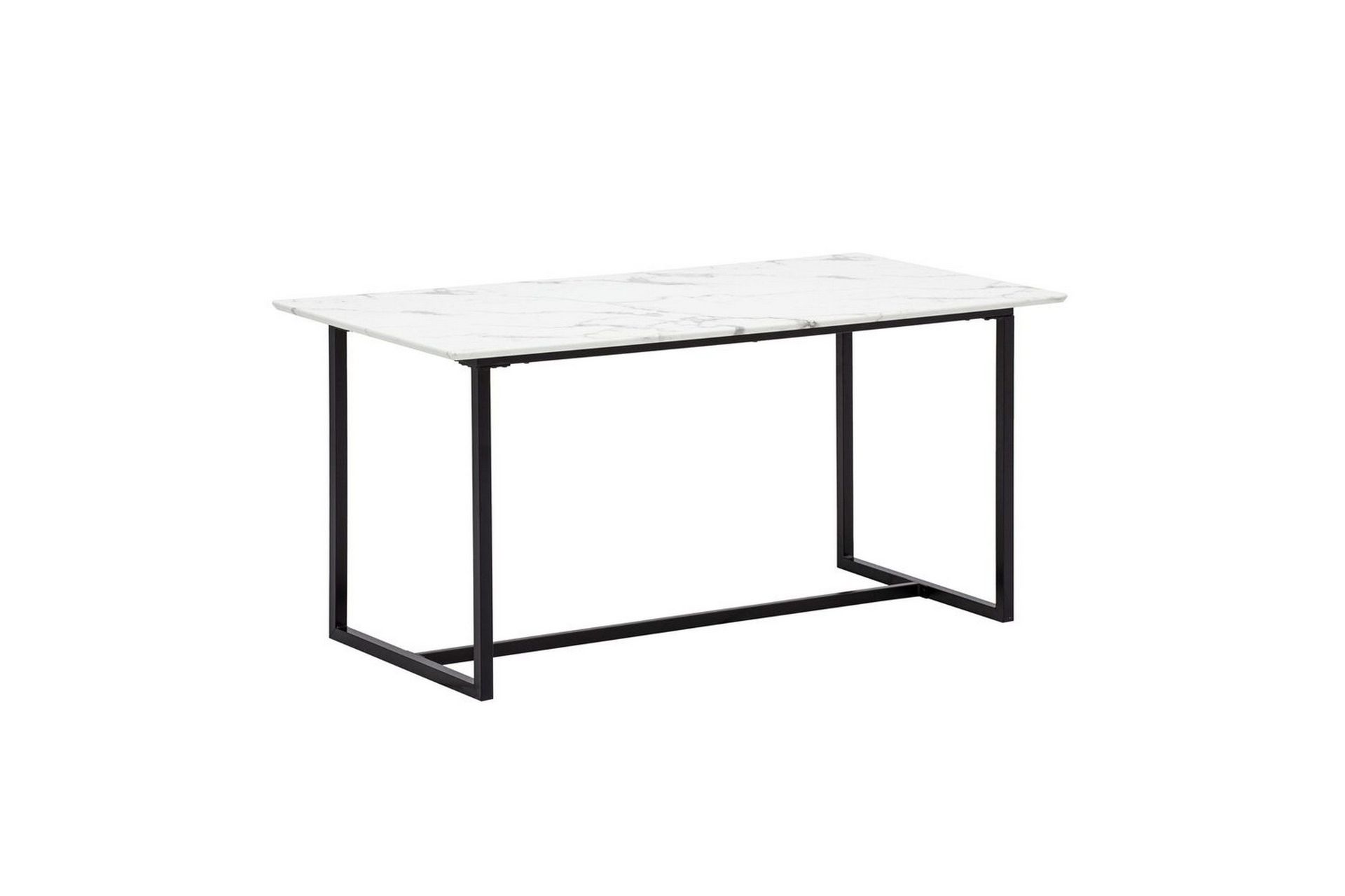 Spisebord Wohnling Industriell loftstil MDF med metalldetaljer i gull på bena Marmor, Hvit, 180x90 cm - Marmor, Hvit, 180x90 cm