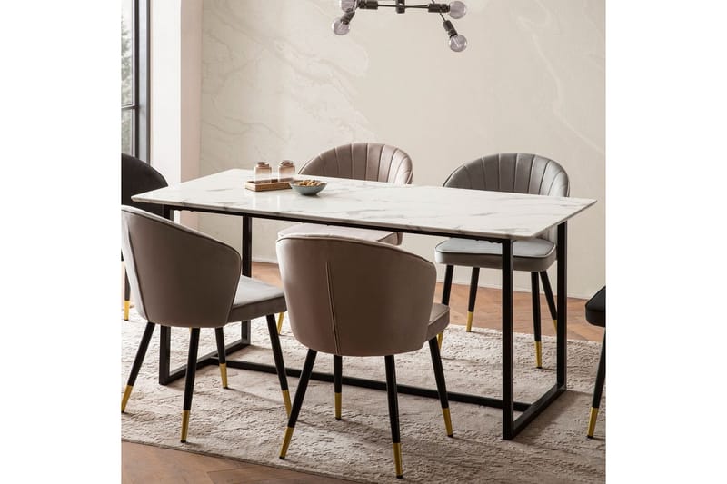 Spisebord Wohnling Industriell loftstil MDF med metalldetaljer i gull på bena Marmor, Hvit, 120x60 cm - Marmor, Hvit, 120x60 cm - Møbler - Bord - Spisebord & kjøkkenbord