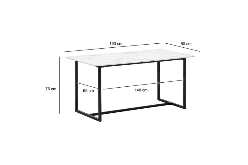 Spisebord Wohnling Industriell loftstil MDF med metalldetaljer i gull på bena Marmor, Hvit, 160x80 cm - Marmor, Hvit, 160x80 cm - Møbler - Bord - Spisebord & kjøkkenbord