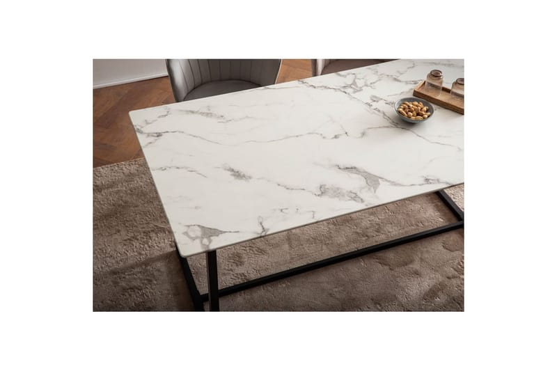 Spisebord Wohnling Industriell loftstil MDF med metalldetaljer i gull på bena Marmor, Hvit, 160x80 cm - Marmor, Hvit, 160x80 cm - Møbler - Bord - Spisebord & kjøkkenbord