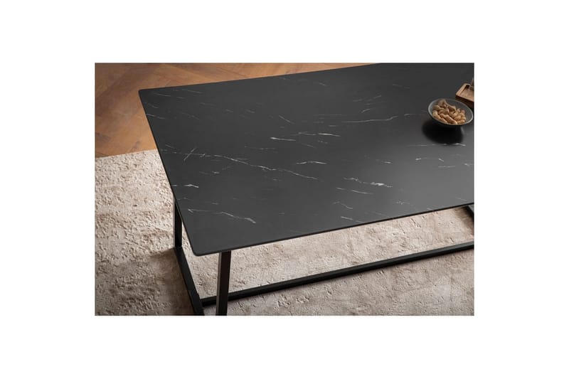 Spisebord Wohnling Industriell loftstil MDF med metalldetaljer i gull på bena Marmor, Svart, 200x90 cm - Marmor, Svart, 200x90 cm - Møbler - Bord - Spisebord & kjøkkenbord