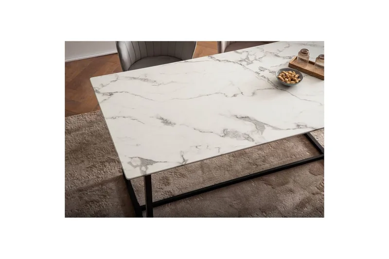 Spisebord Wohnling Industriell loftstil MDF med metalldetaljer i gull på bena Marmor, Hvit, 120x60 cm - Marmor, Hvit, 120x60 cm - Møbler - Bord - Spisebord & kjøkkenbord
