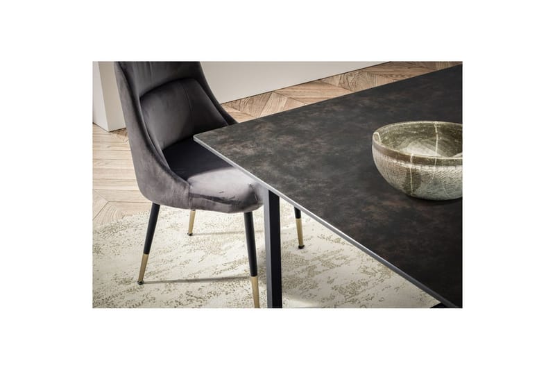 Spisebord Wohnling Keramisk Klassisk Sledebase Metallramme Svart, marmor svart - Svart, marmor svart - Møbler - Bord - Spisebord & kjøkkenbord