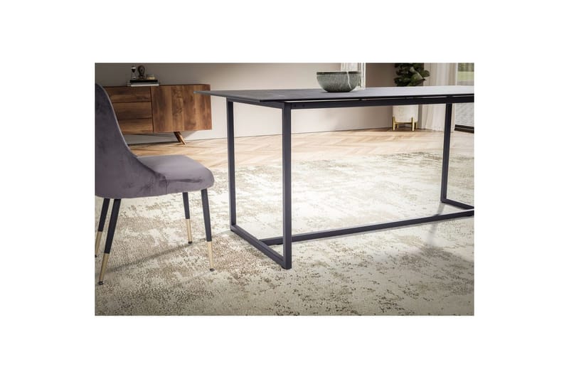 Spisebord Wohnling Keramisk Klassisk Sledebase Metallramme Svart, marmor svart - Svart, marmor svart - Møbler - Bord - Spisebord & kjøkkenbord
