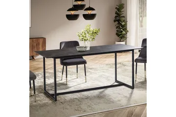 Spisebord Wohnling Keramisk Klassisk Sledebase Metallramme Svart, marmor svart - Svart, marmor svart - Møbler - Bord - Spisebord & kjøkkenbord