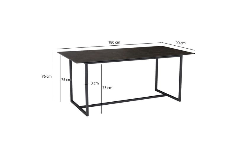 Spisebord Wohnling Keramisk Klassisk Sledebase Metallramme Svart, marmor svart - Svart, marmor svart - Møbler - Bord - Spisebord & kjøkkenbord