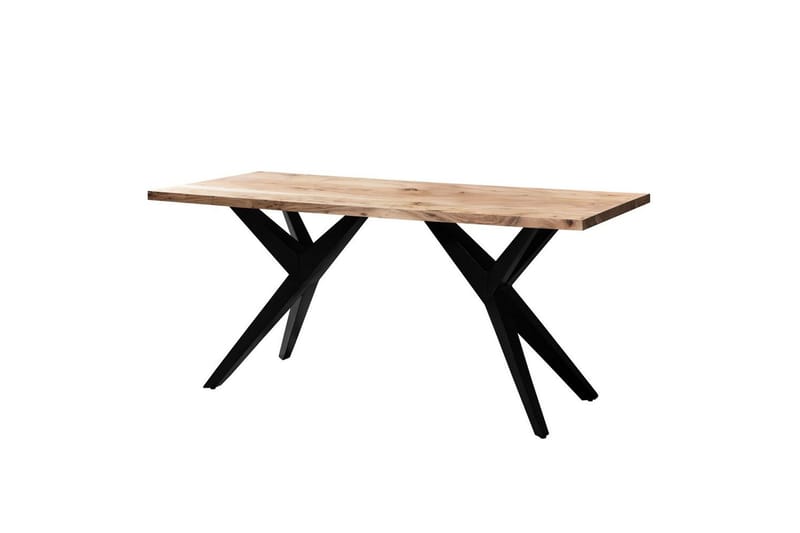 Spisebord Wohnling massivt tre industriell loft vinklet metallrammebein 160x80 cm - 160x80 cm - Møbler - Bord - Spisegrupper