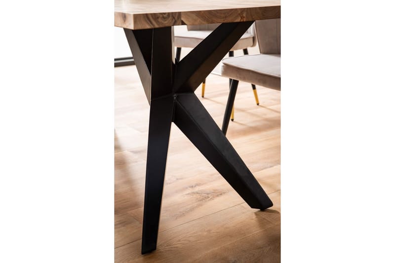 Spisebord Wohnling massivt tre industriell loft vinklet metallrammebein 160x80 cm - 160x80 cm - Møbler - Bord - Spisegrupper