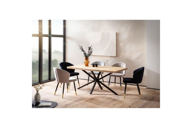 Spisebord Wohnling massivt tre metallkryssbase, industrielt utseende 180x90 cm - 180x90 cm - Møbler - Bord - Spisegrupper