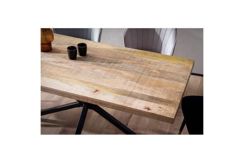 Spisebord Wohnling massivt tre metallkryssbase, industrielt utseende 180x90 cm - 180x90 cm - Møbler - Bord - Spisegrupper