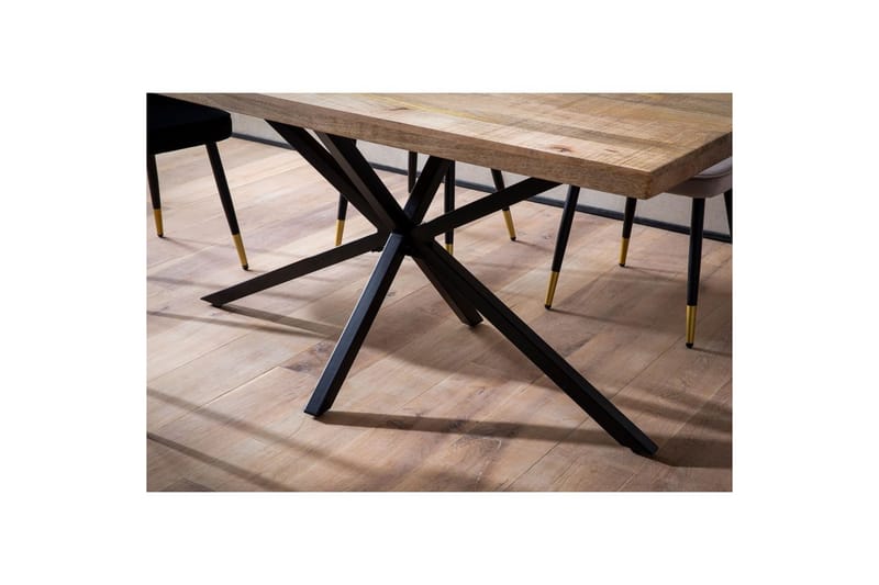 Spisebord Wohnling massivt tre metallkryssbase, industrielt utseende 180x90 cm - 180x90 cm - Møbler - Bord - Spisegrupper