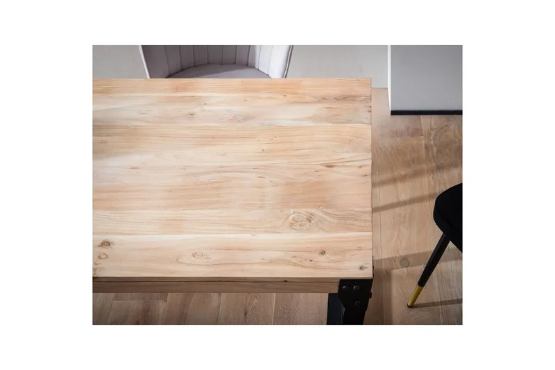 Spisebord Wohnling massivt tre rette metallben, industriell loftstil 120x60 cm - 120x60 cm - Møbler - Bord - Spisegrupper