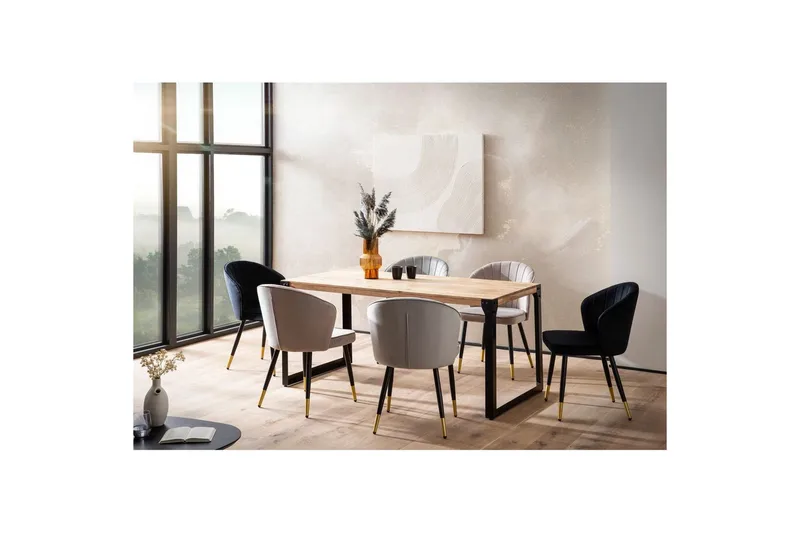 Spisebord Wohnling massivt tre rette metallben, industriell loftstil 120x60 cm - 120x60 cm - Møbler - Bord - Spisegrupper