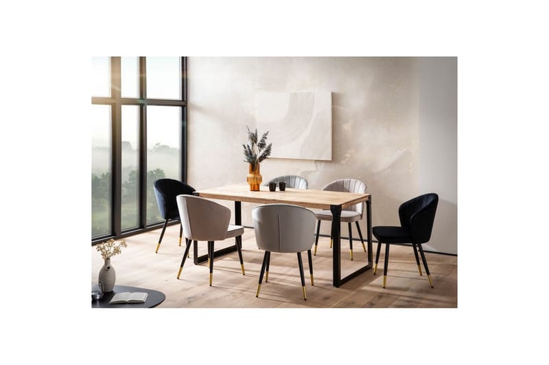 Spisebord Wohnling massivt tre rette metallben, industriell loftstil 180x90 cm - 180x90 cm - Møbler - Bord - Spisegrupper