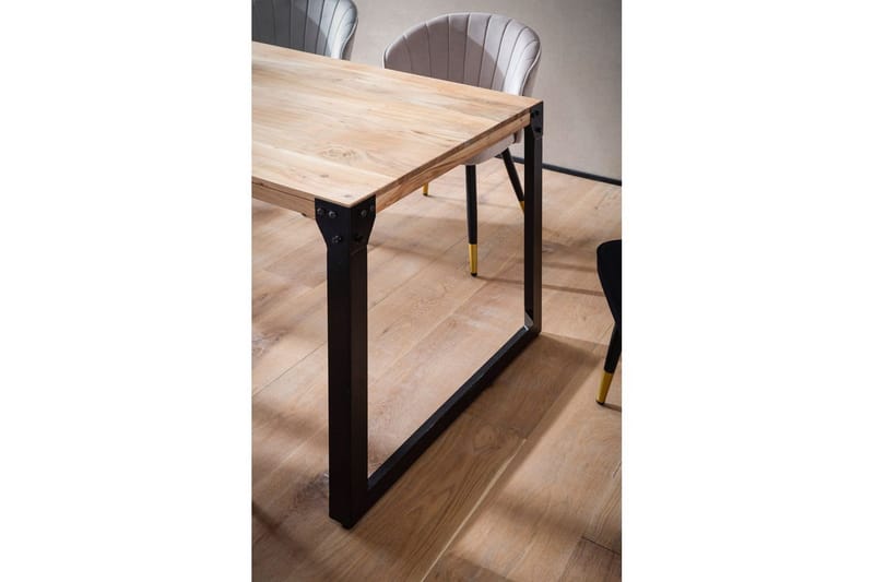 Spisebord Wohnling massivt tre rette metallben, industriell loftstil 180x90 cm - 180x90 cm - Møbler - Bord - Spisegrupper