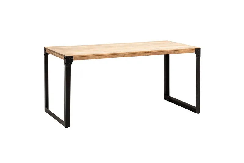 Spisebord Wohnling massivt tre rette metallben, industriell loftstil 180x90 cm, 180x90 cm