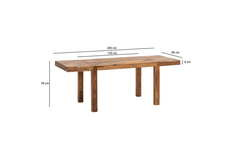 Spisebord Wohnling Massivt tre uttrekkbart 120-200 cm landlig stil - Møbler - Bord - Spisebord & kjøkkenbord