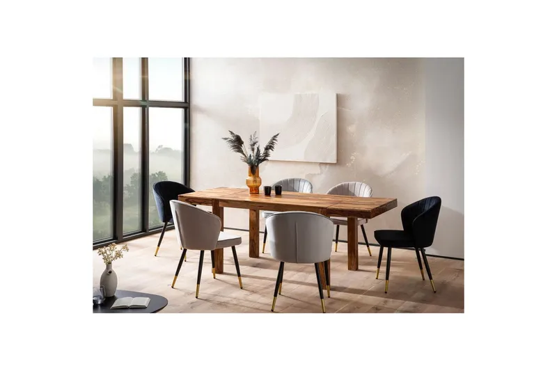 Spisebord Wohnling Massivt tre uttrekkbart 120-200 cm landlig stil - Møbler - Bord - Spisebord & kjøkkenbord