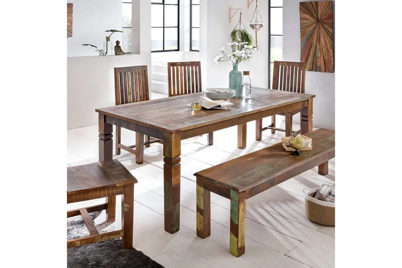 Spisebord Wohnling Massivt treverk landlig hus stil Resirkulert mangotre, 120x70 cm - Resirkulert mangotre, 120x70 cm - Møbler - Bord - Spisebord & kjøkkenbord