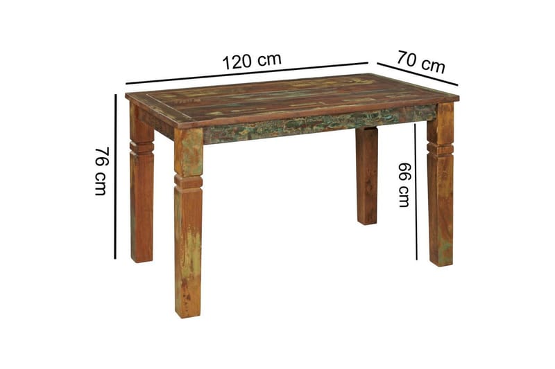 Spisebord Wohnling Massivt treverk landlig hus stil Resirkulert mangotre, 120x70 cm - Resirkulert mangotre, 120x70 cm - Møbler - Bord - Spisebord & kjøkkenbord