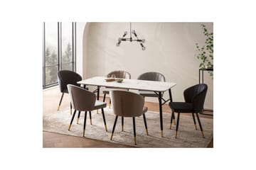 Spisebord Wohnling Moderne stil MDF med metallben med gulldetaljer Marmor, Hvit, 140x80 cm - Marmor, Hvit, 140x80 cm - Møbler - Bord - Spisebord & kjøkkenbord