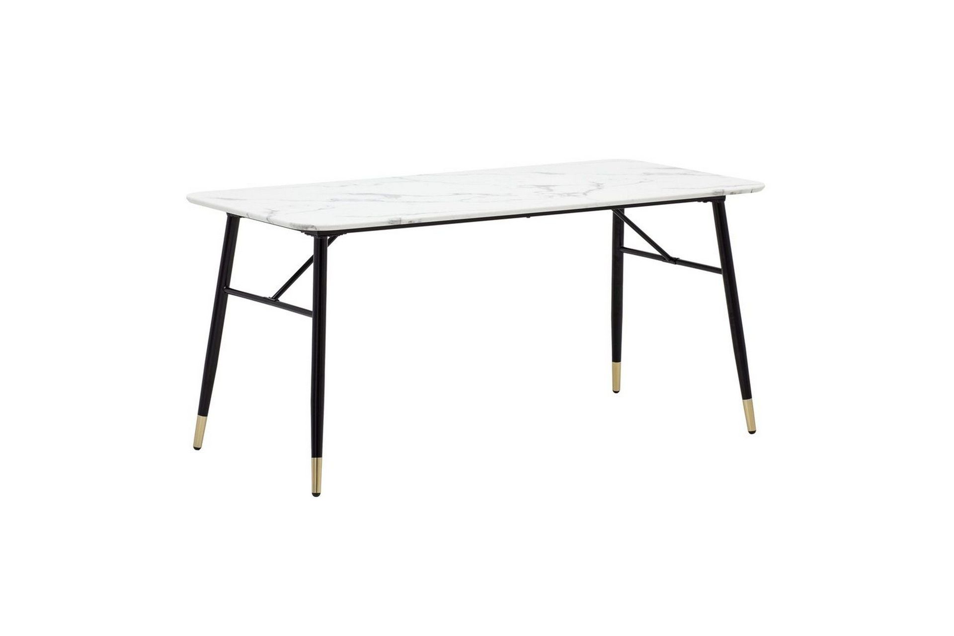 Spisebord Wohnling Moderne stil MDF med metallben med gulldetaljer Marmor, Hvit, 160x80 cm - Marmor, Hvit, 160x80 cm