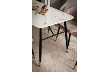 Spisebord Wohnling Moderne stil MDF med metallben med gulldetaljer Marmor, Hvit, 160x80 cm - Marmor, Hvit, 160x80 cm - Møbler - Bord - Spisebord & kjøkkenbord