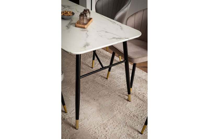 Spisebord Wohnling Moderne stil MDF med metallben med gulldetaljer Marmor, Hvit, 180x90 cm - Marmor, Hvit, 180x90 cm - Møbler - Bord - Spisegrupper
