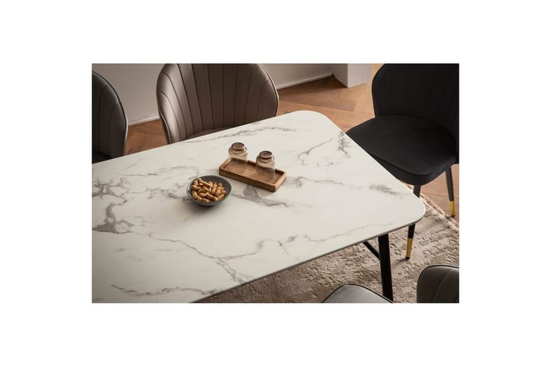 Spisebord Wohnling Moderne stil MDF med metallben med gulldetaljer Marmor, Hvit, 180x90 cm - Marmor, Hvit, 180x90 cm - Møbler - Bord - Spisegrupper